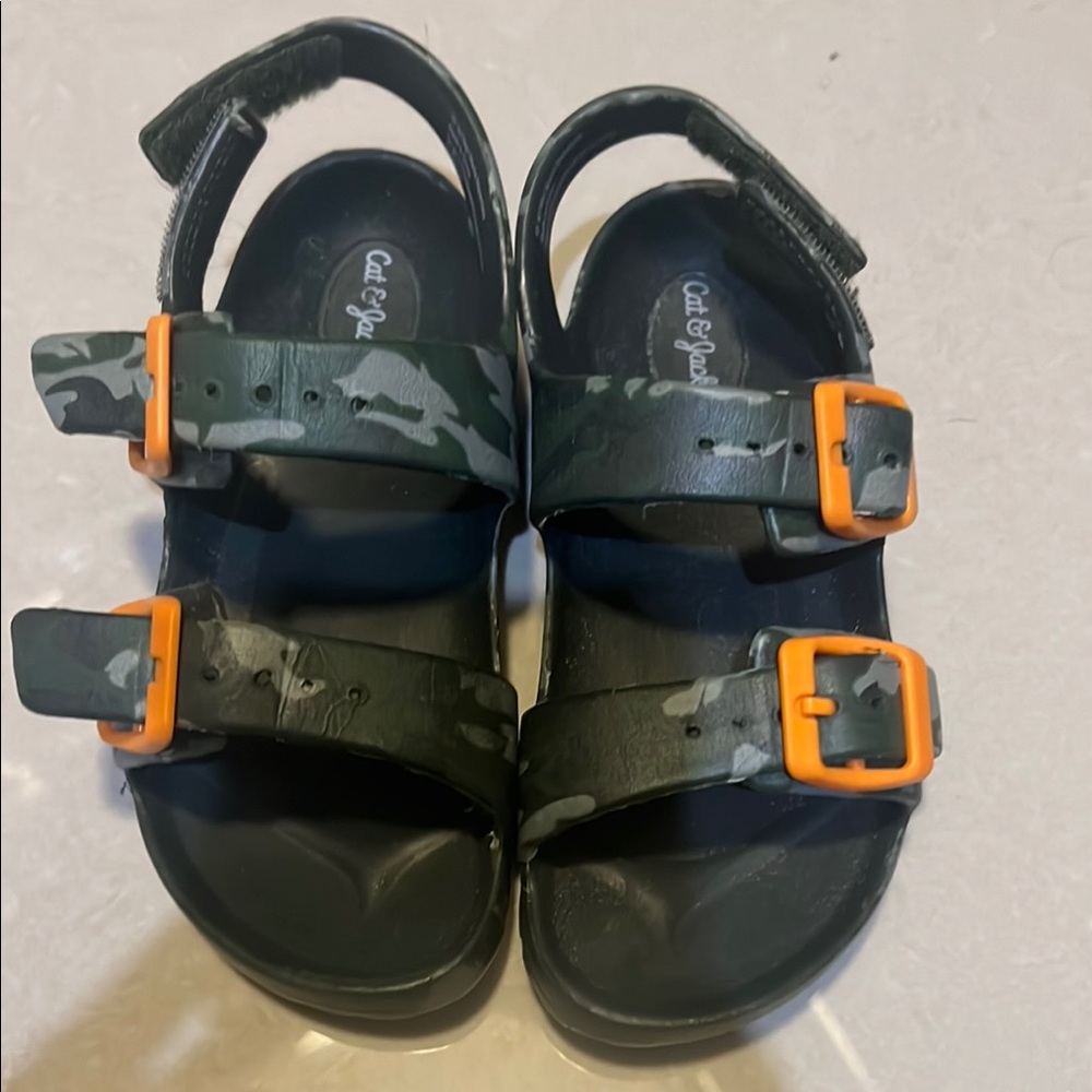 Cat & Jack Green and Orange Sandals with Wide Straps